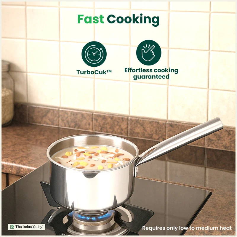 Premium Quality Tri-Steel Stainless Steel Tea/Milk Pan/Saucepan 1.3 L, 3 Layer Thick Bottom, Non-stick, Induction & Gas, - Image 6