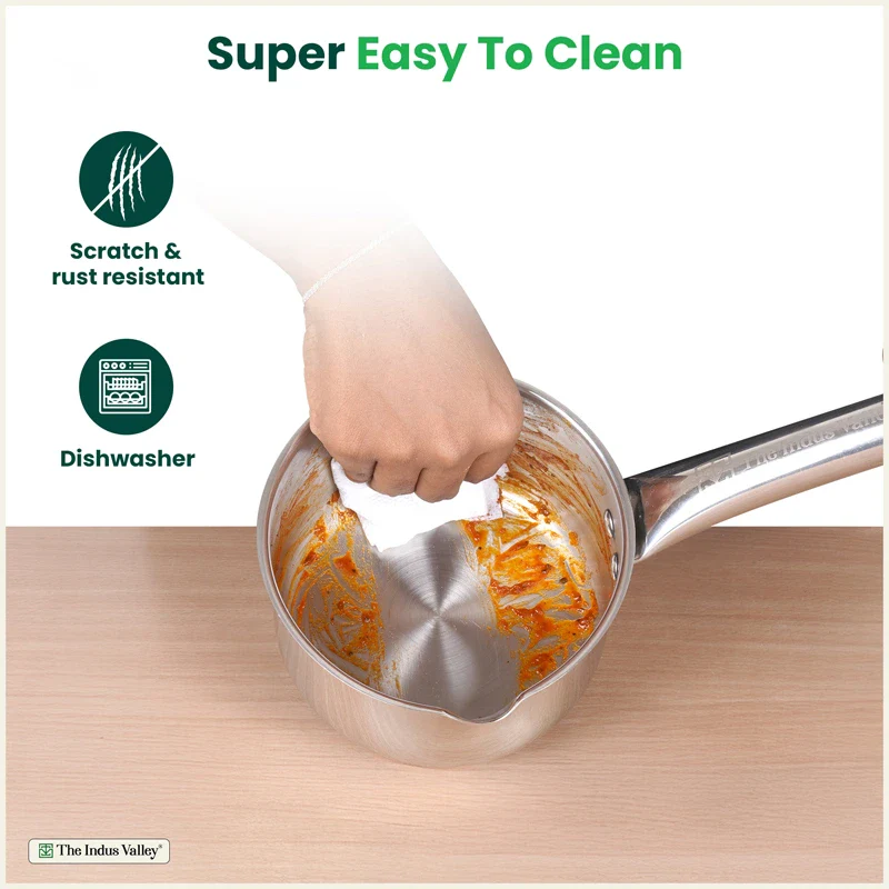 Premium Quality Tri-Steel Stainless Steel Tea/Milk Pan/Saucepan 1.3 L, 3 Layer Thick Bottom, Non-stick, Induction & Gas, - Image 8