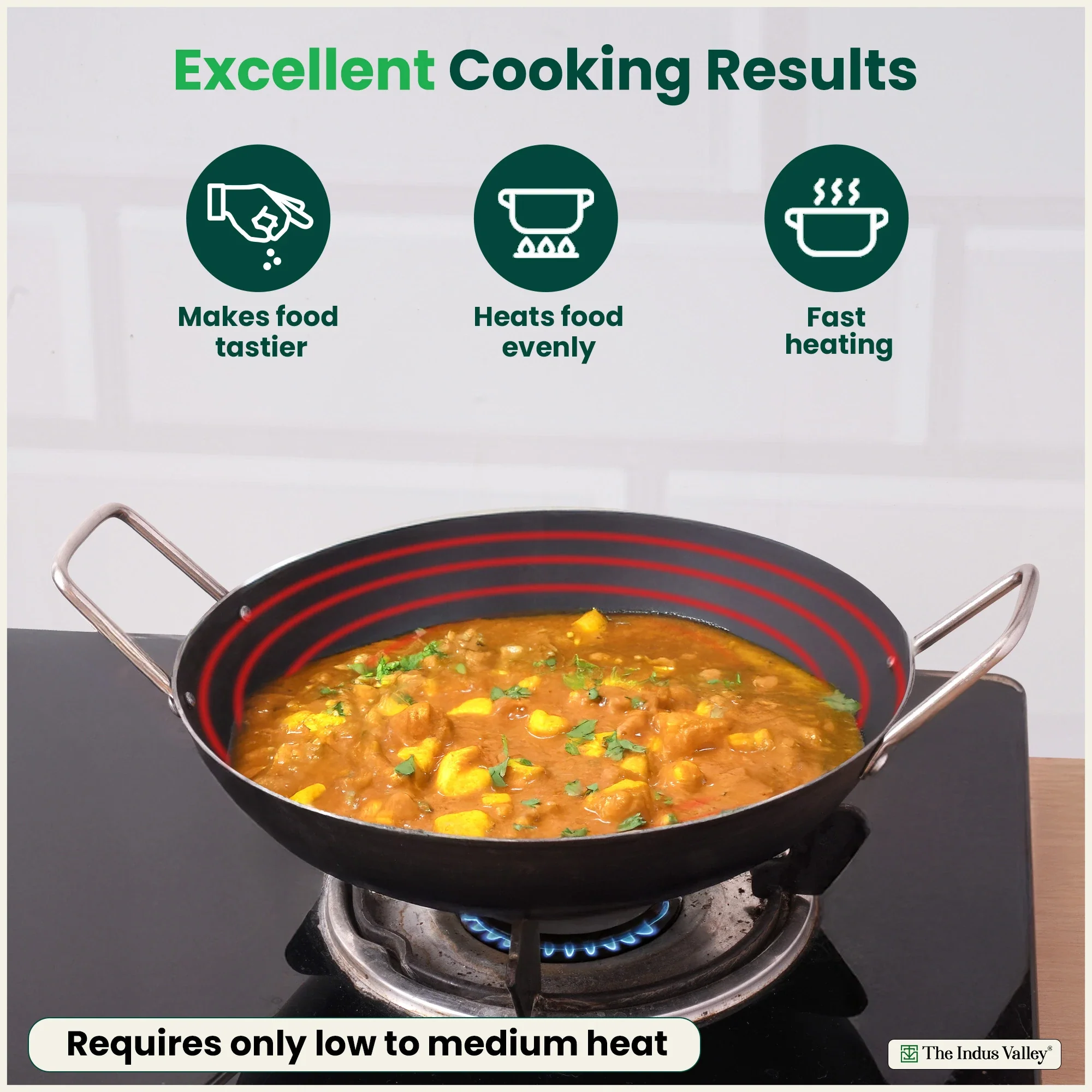 100% Pure Sheet Iron Cookware Set - Tawa(26cm), Fry Pan(25cm), Kadai(25cm) with Silicone Handle, Pre-Seasoned, Induction & Gas Compatible + Free ₹400 Tadka Pan - Image 5