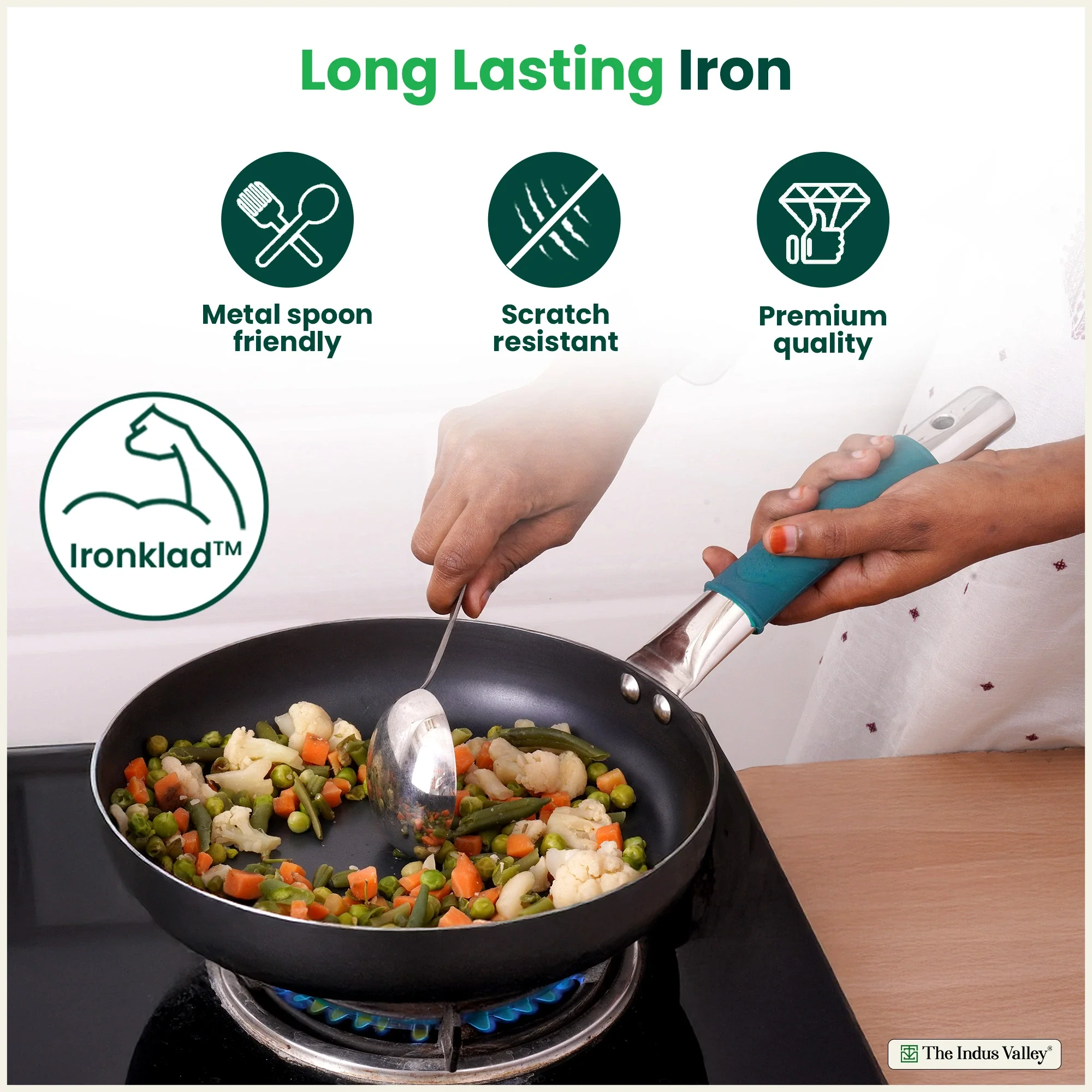 100% Pure Sheet Iron Cookware Set - Tawa(26cm), Fry Pan(25cm), Kadai(25cm) with Silicone Handle, Pre-Seasoned, Induction & Gas Compatible + Free ₹400 Tadka Pan - Image 6