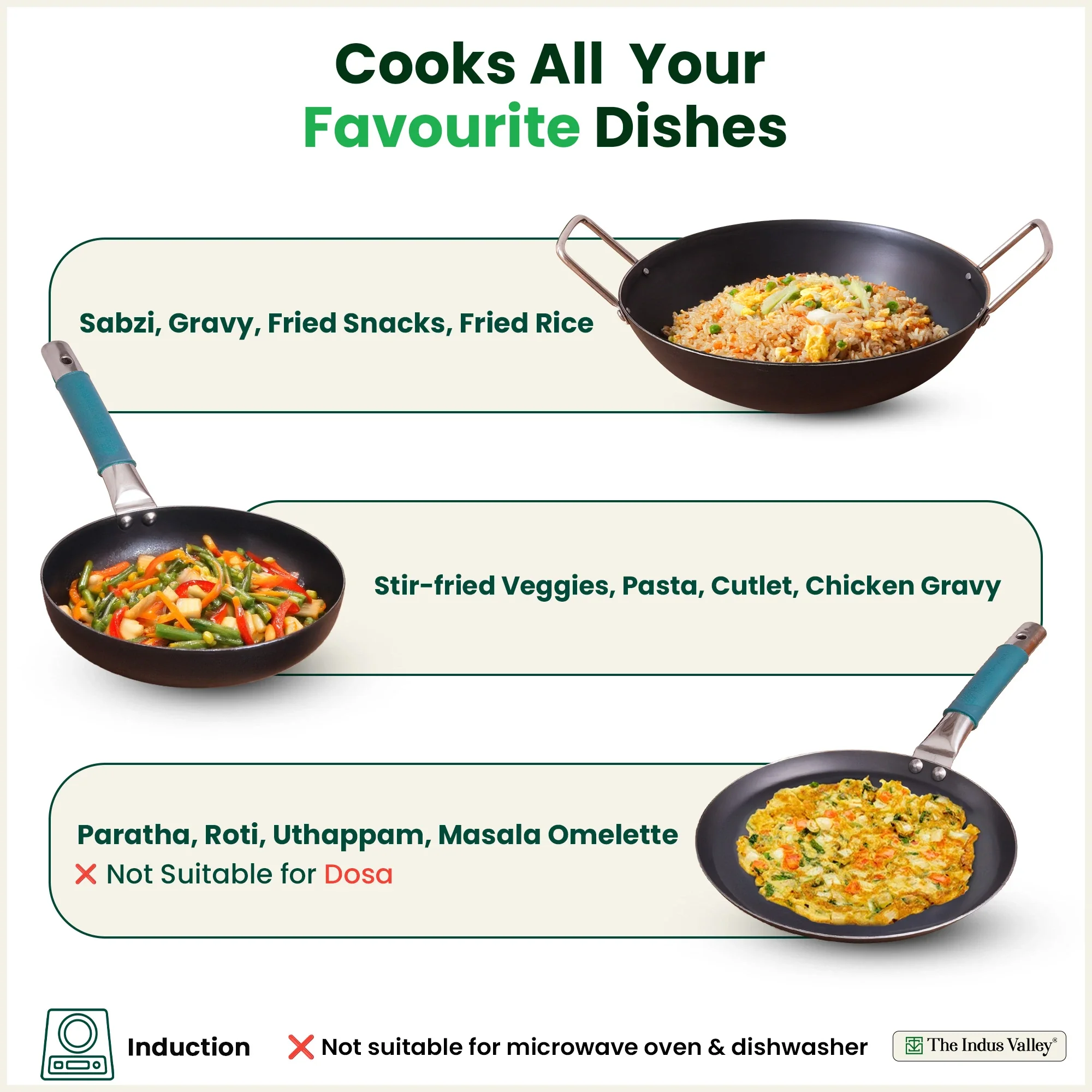 100% Pure Sheet Iron Cookware Set - Tawa(26cm), Fry Pan(25cm), Kadai(25cm) with Silicone Handle, Pre-Seasoned, Induction & Gas Compatible + Free ₹400 Tadka Pan - Image 8