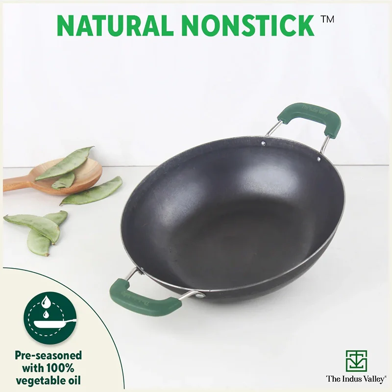 100% Pure Sheet Iron Kadai with Silicon Handle, Seasoned, Toxin-free - Image 6