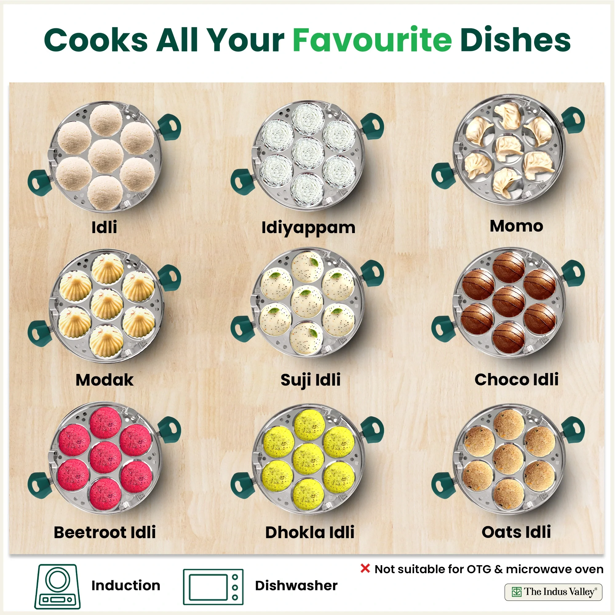 14 Pit Tri-Steel Multi Pot Premium Stainless Steel 27cm Idli/ Momo Maker/ Veg Steaming Set, Tri-ply Induction Bottom, 2 Plates - Image 3