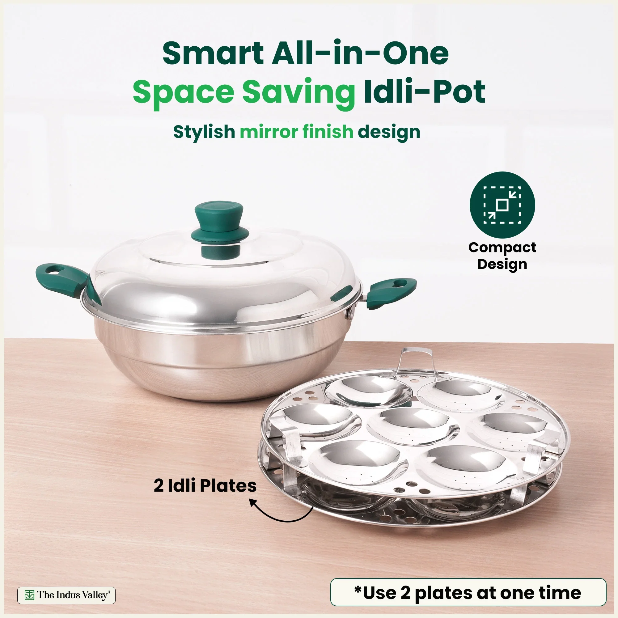 14 Pit Tri-Steel Multi Pot Premium Stainless Steel 27cm Idli/ Momo Maker/ Veg Steaming Set, Tri-ply Induction Bottom, 2 Plates - Image 9