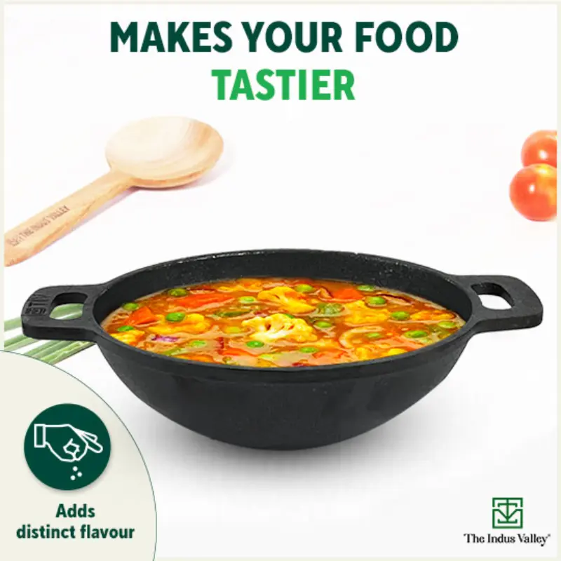 CASTrong Cast Iron Cookware Set: (30cm)Tawa+ (25.4cm)Kadai+ (22.9cm)Fry Pan, Kitchen Set for Home, Pre-seasoned, 100% Pure, Toxin-free, Free ₹400 Tadka Pan - Image 9