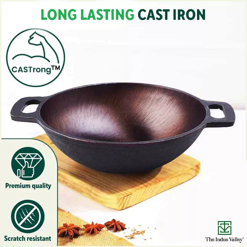 Super Smooth Cast Iron (25.4cm)Kadai+(28cm)Tawa+ Free 400 Tadka Pan, Kitchen set for Home, 100% Pure, Toxin-free, Naturally Nonstick - Image 10