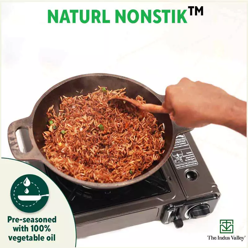 Super Smooth Cast Iron (25.4cm)Kadai+(28cm)Tawa+ Free 400 Tadka Pan, Kitchen set for Home, 100% Pure, Toxin-free, Naturally Nonstick - Image 8