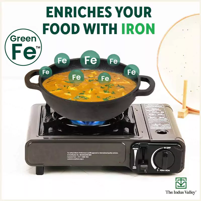 CASTrong Cast Iron Kadai 25.4cm 2.3L,Pre-seasoned, Naturally Nonstick, 100% Pure, Toxin-free, Induction - Image 6