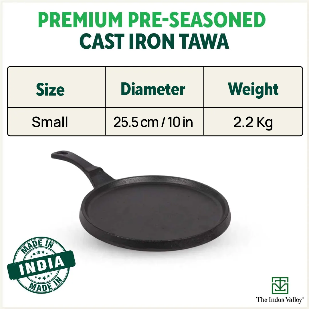 CASTrong Cast Iron Tawa 25.5cm, Pre-seasoned, Nonstick, 100% Pure, Toxin-free, Induction 2.2kg - Image 3