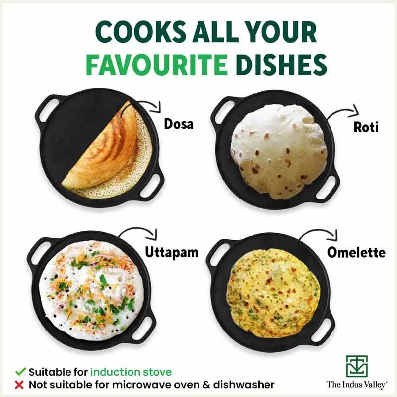 CASTrong Cast Iron Roti/Dosa Tawa 30.2cm, Pre-seasoned, Naturally Nonstick, 100% Pure, Toxin-free, Induction 2.4kg - Image 11