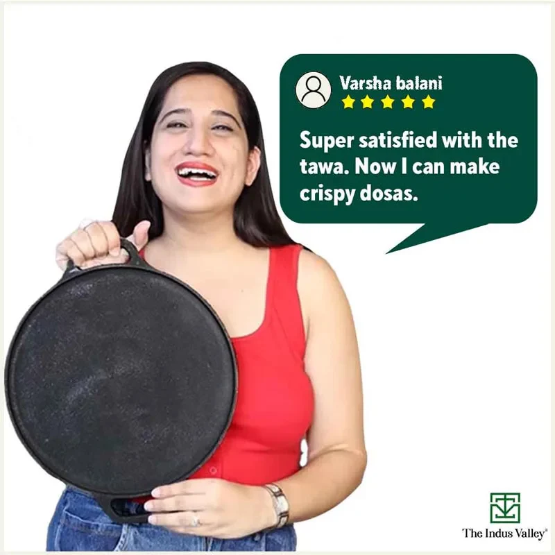 CASTrong Cast Iron Roti/Dosa Tawa 30.2cm, Pre-seasoned, Naturally Nonstick, 100% Pure, Toxin-free, Induction 2.4kg - Image 12