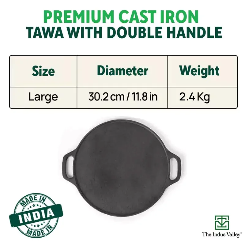 CASTrong Cast Iron Roti/Dosa Tawa 30.2cm, Pre-seasoned, Naturally Nonstick, 100% Pure, Toxin-free, Induction 2.4kg - Image 3