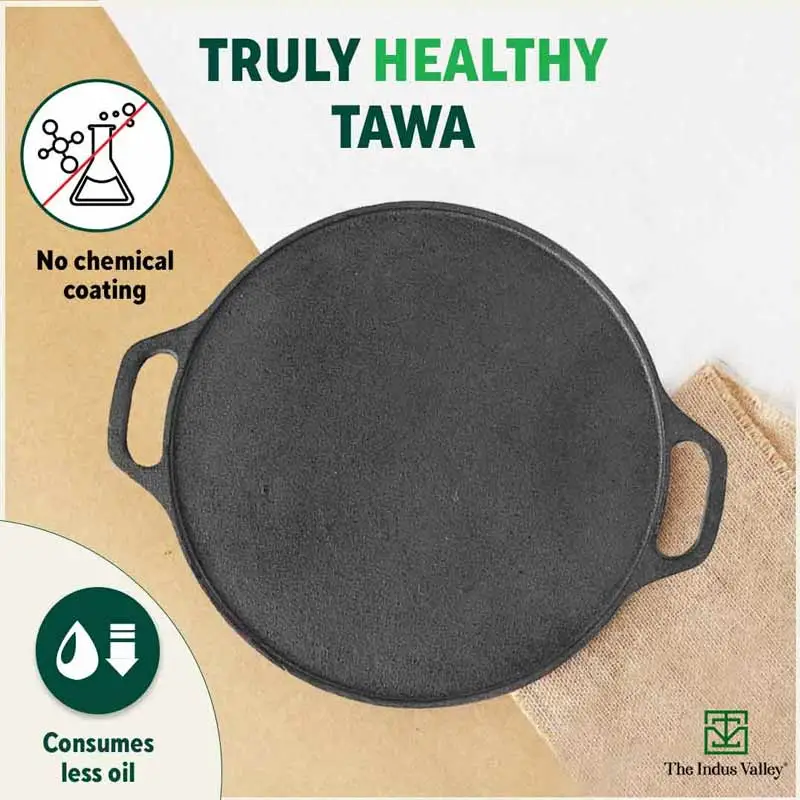 CASTrong Cast Iron Roti/Dosa Tawa 30.2cm, Pre-seasoned, Naturally Nonstick, 100% Pure, Toxin-free, Induction 2.4kg - Image 4