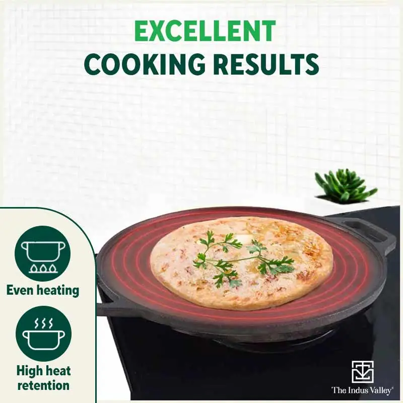 CASTrong Cast Iron Roti/Dosa Tawa 30.2cm, Pre-seasoned, Naturally Nonstick, 100% Pure, Toxin-free, Induction 2.4kg - Image 7