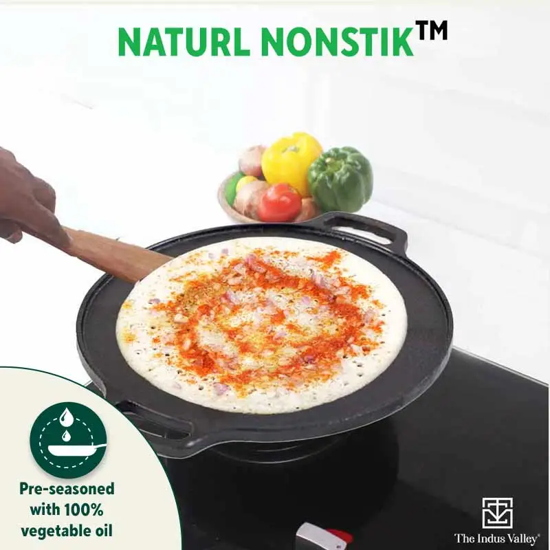 CASTrong Cast Iron Roti/Dosa Tawa 30.2cm, Pre-seasoned, Naturally Nonstick, 100% Pure, Toxin-free, Induction 2.4kg - Image 8