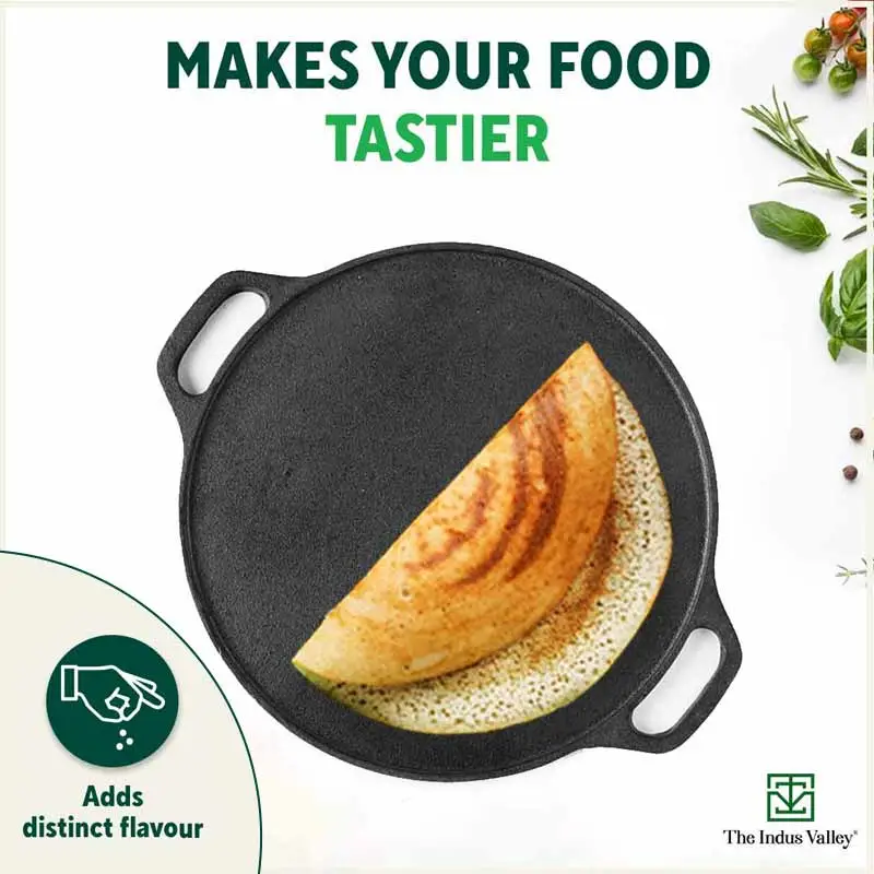 CASTrong Cast Iron Roti/Dosa Tawa 30.2cm, Pre-seasoned, Naturally Nonstick, 100% Pure, Toxin-free, Induction 2.4kg - Image 9