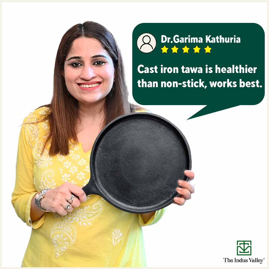 CASTrong Cast Iron Tawa 25.7cm with Handle, Pre-seasoned, 100% Pure, Toxin-free, Induction - Image 12