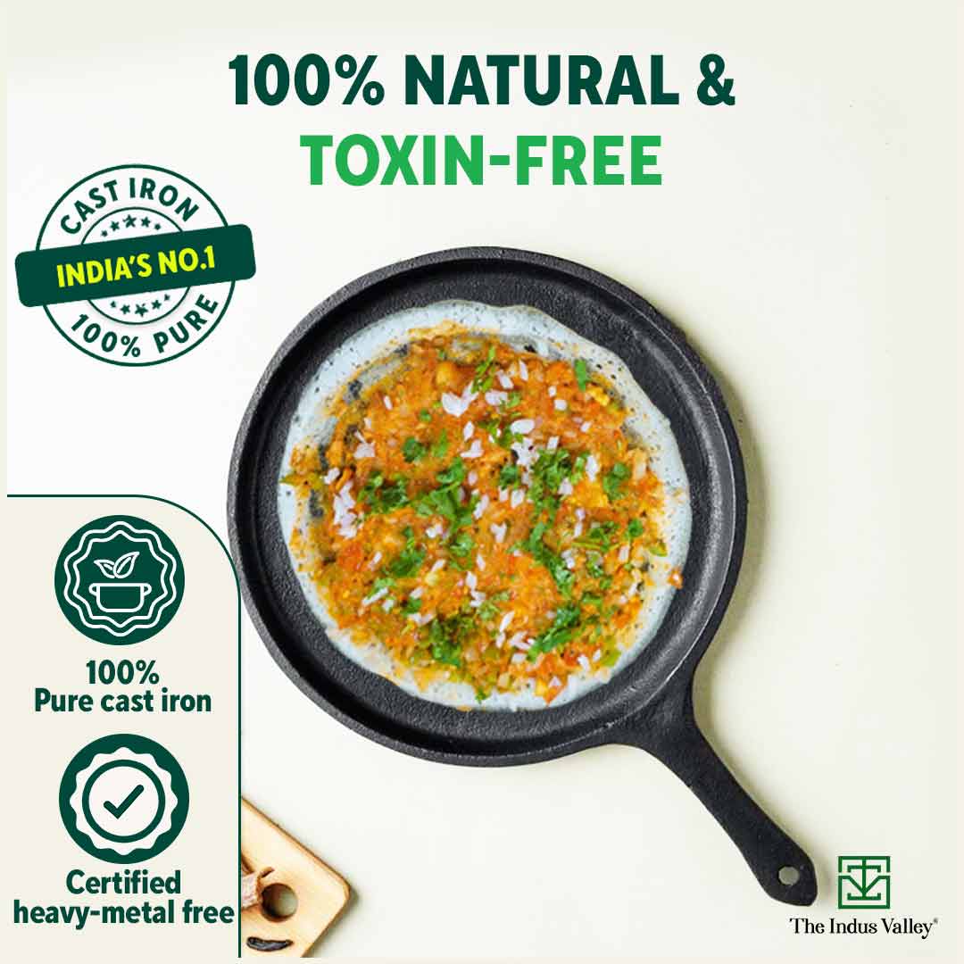 CASTrong Cast Iron Tawa 25.7cm with Handle, Pre-seasoned, 100% Pure, Toxin-free, Induction - Image 5
