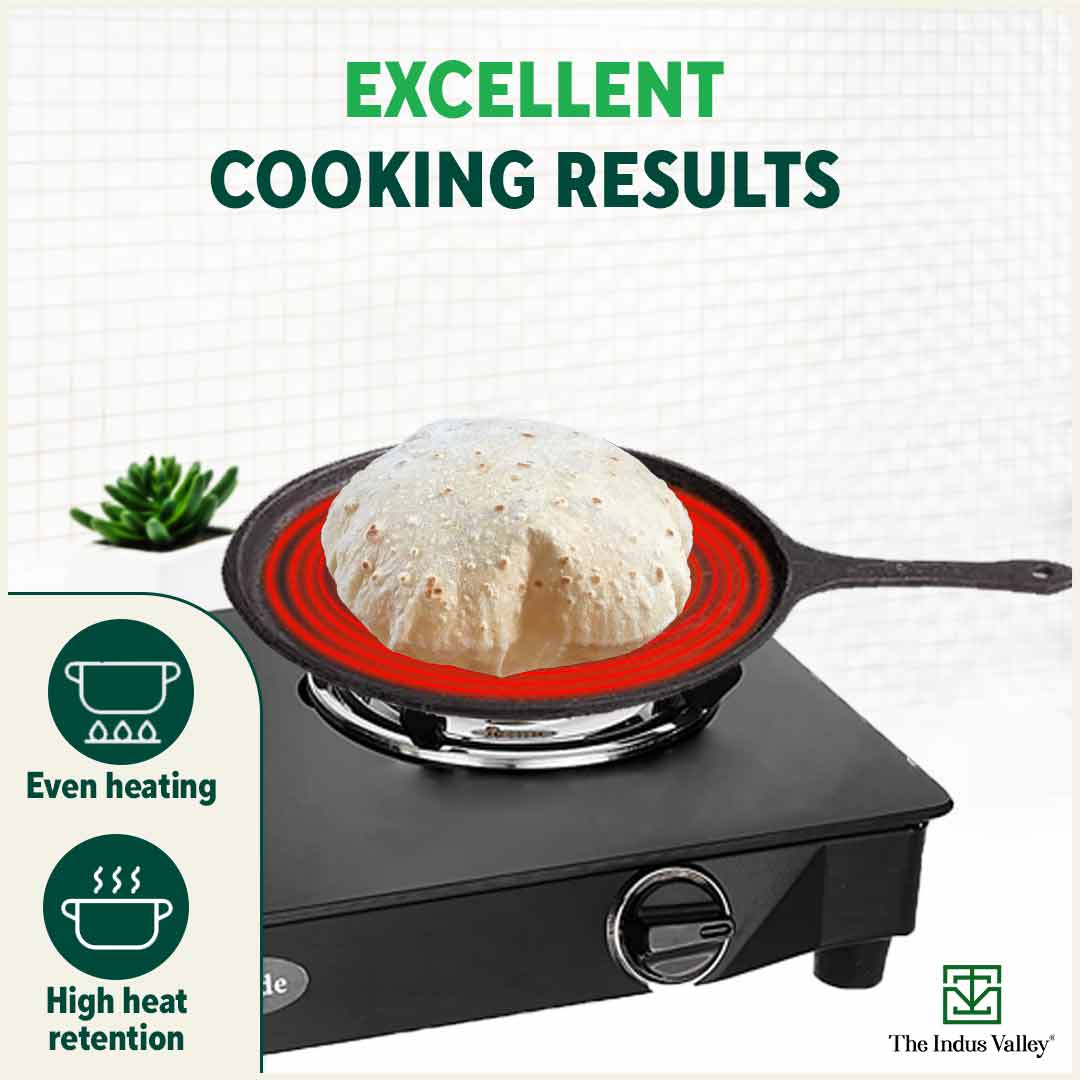 CASTrong Cast Iron Tawa 25.7cm with Handle, Pre-seasoned, 100% Pure, Toxin-free, Induction - Image 7