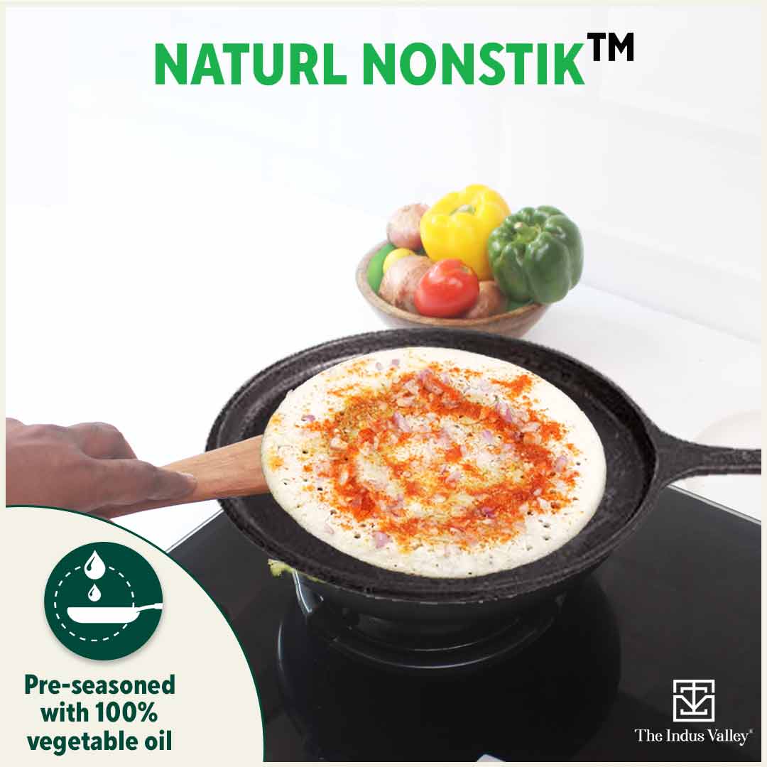 CASTrong Cast Iron Tawa 25.7cm with Handle, Pre-seasoned, 100% Pure, Toxin-free, Induction - Image 8