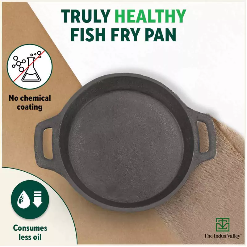 CASTrong Cast Iron Fish Fry Pan 22.4/25cm, Pre-seasoned, Naturally Nonstick, 100% Pure, Toxin-free, Induction - Image 4
