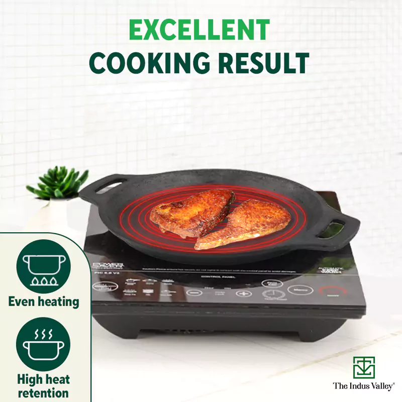 CASTrong Cast Iron Fish Fry Pan 22.4/25cm, Pre-seasoned, Naturally Nonstick, 100% Pure, Toxin-free, Induction - Image 7