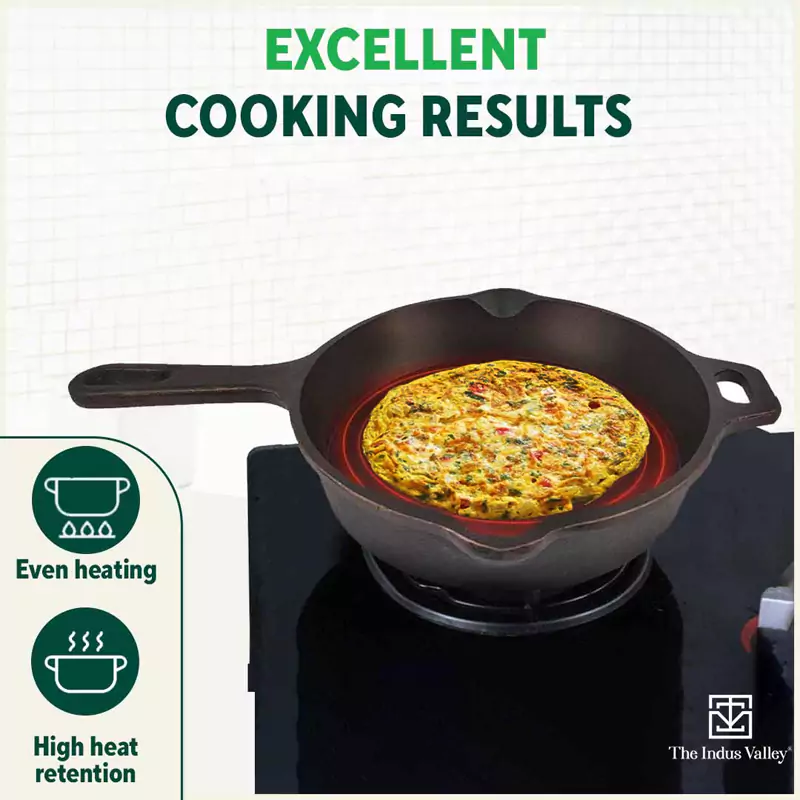 Super Smooth Cast Iron Frypan 1.7L , Pre-seasoned, Nonstick, 100% Pure,Toxin-free, Free ₹400 Tadka Pan - Image 6