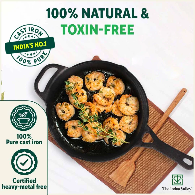 CASTrong Cast Iron Fry Pan/Skillet 26.2cm, Pre-seasoned, Nonstick, 100% Pure, Toxin-free, Induction 1.8L, 2.3kg - Image 5