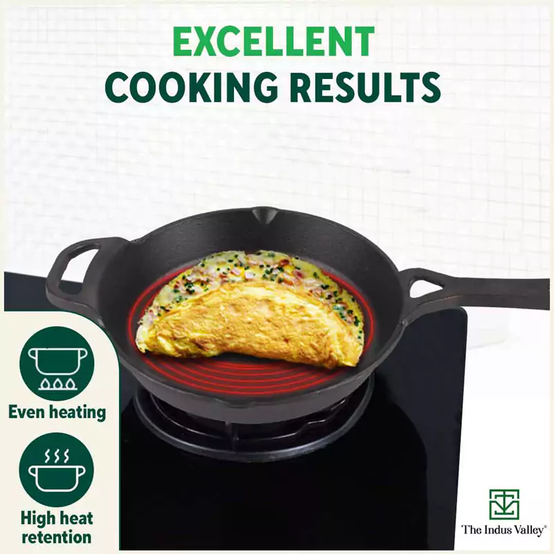 CASTrong Cast Iron Fry Pan/Skillet 26.2cm, Pre-seasoned, Nonstick, 100% Pure, Toxin-free, Induction 1.8L, 2.3kg - Image 7