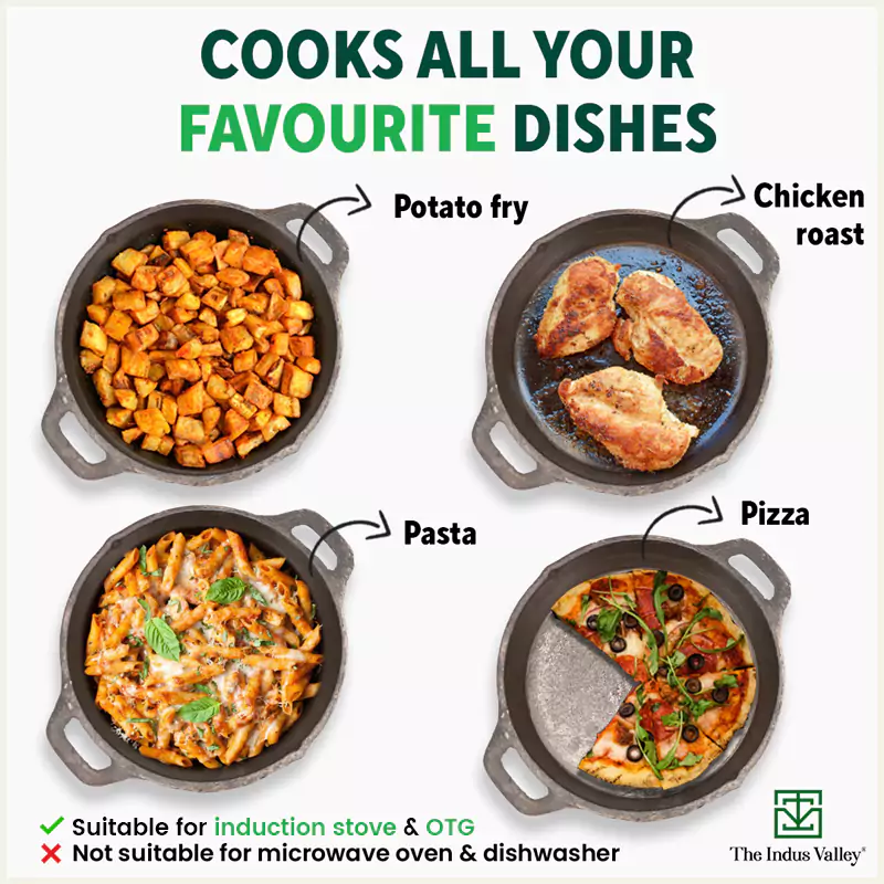 CASTrong Cast Iron Fry Pan 24.6cm, 1.8L, 2 Handles, Pre-seasoned, Naturally Nonstick, 100% Pure, Toxin-free, Induction 2.6kg - Image 10