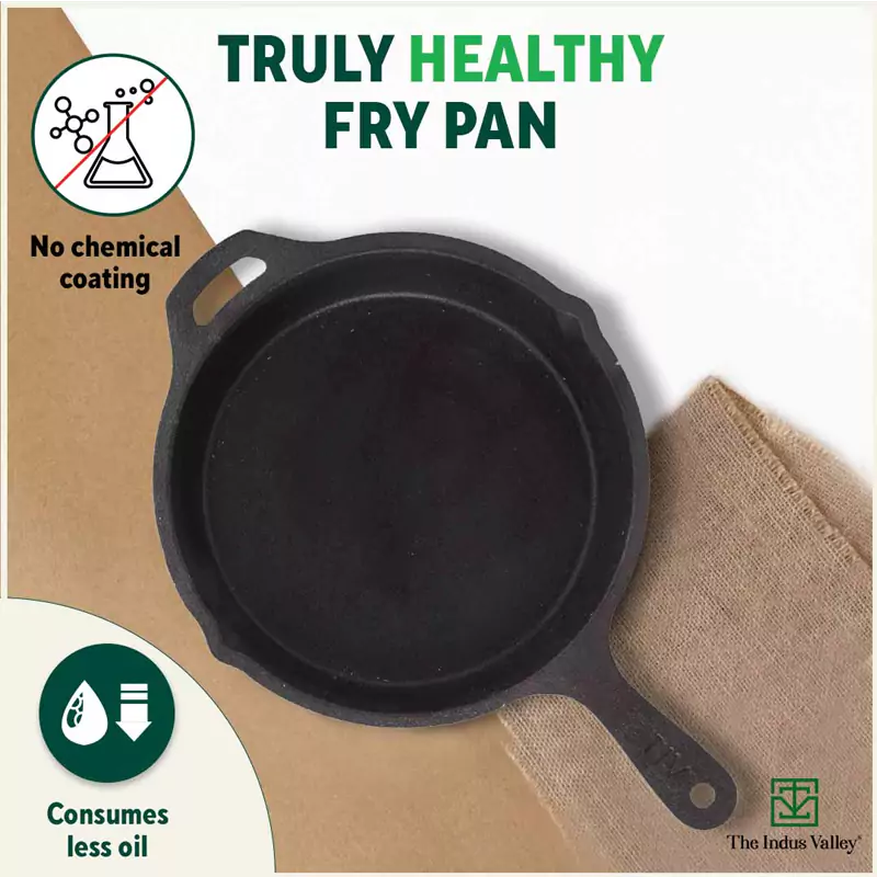 CASTrong Cast Iron Fry Pan 25cm, Pre-seasoned, Naturally Nonstick, 100% Pure, Toxin-free, Induction 1.6L, 2.4kg - Image 4