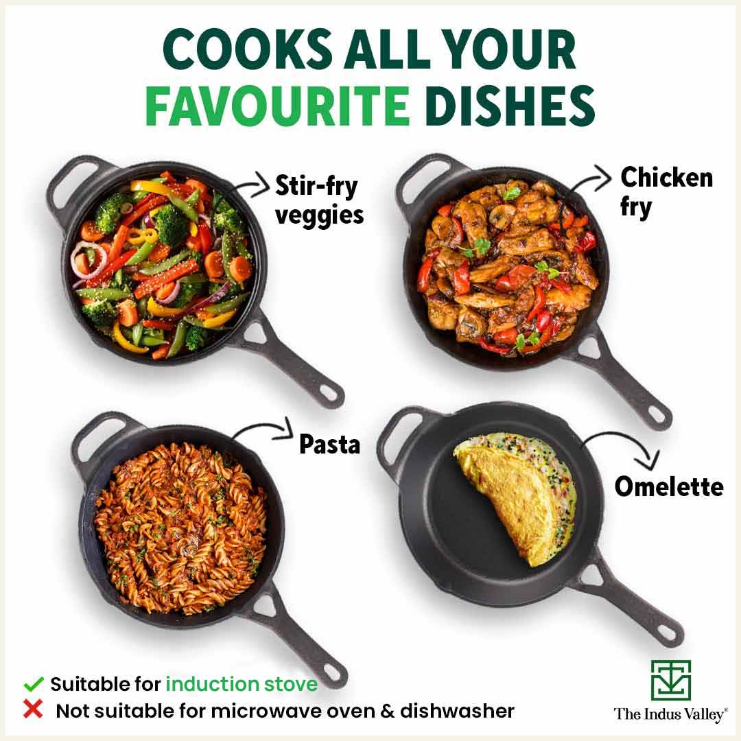CASTrong Cast Iron Fry Pan/Skillet 20.3cm, Pre-seasoned, Natural Nonstick, 100% Pure, Toxin-free, Induction - Image 11