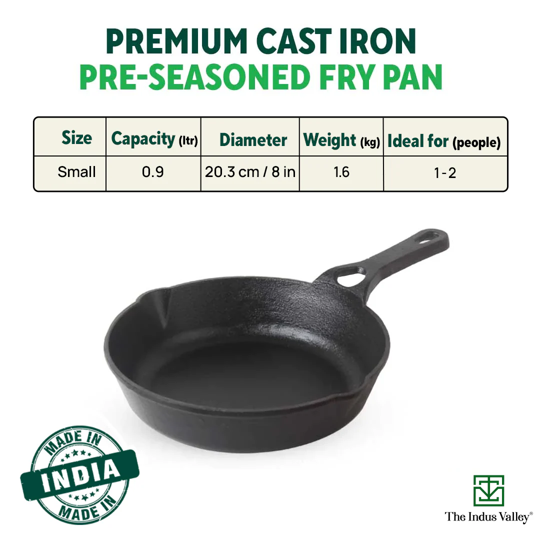 CASTrong Cast Iron Fry Pan/Skillet 20.3cm, Pre-seasoned, Natural Nonstick, 100% Pure, Toxin-free, Induction - Image 3