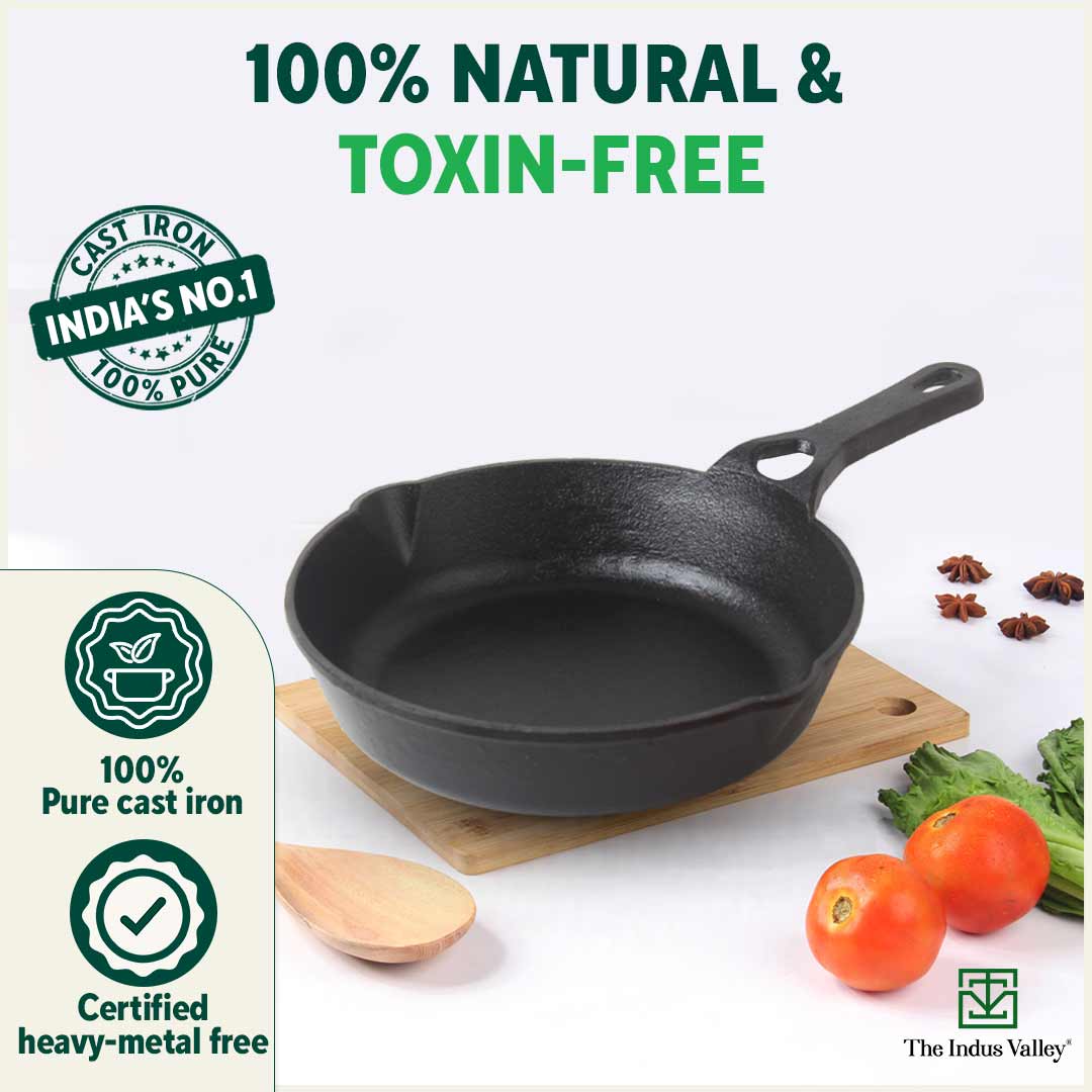 CASTrong Cast Iron Fry Pan/Skillet 20.3cm, Pre-seasoned, Natural Nonstick, 100% Pure, Toxin-free, Induction - Image 5