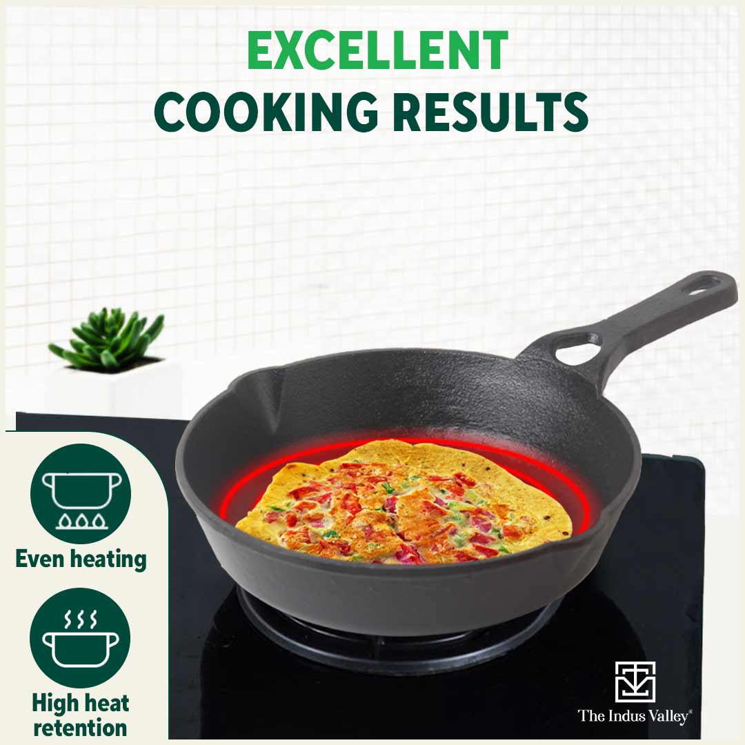 CASTrong Cast Iron Fry Pan/Skillet 20.3cm, Pre-seasoned, Natural Nonstick, 100% Pure, Toxin-free, Induction - Image 7