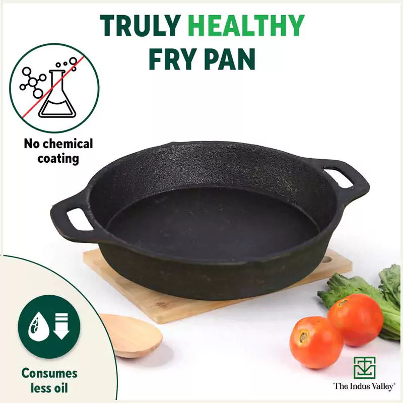 CASTrong Cast Iron Fry Pan 24.6cm, 1.8L, 2 Handles, Pre-seasoned, Naturally Nonstick, 100% Pure, Toxin-free, Induction 2.6kg - Image 3