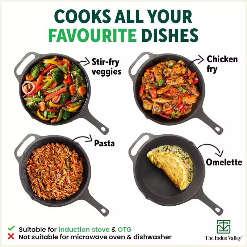 CASTrong Cast Iron Fry Pan 1.9L, Pre-seasoned, Naturally Nonstick, 100% Pure, Toxin-free, Induction - Image 11