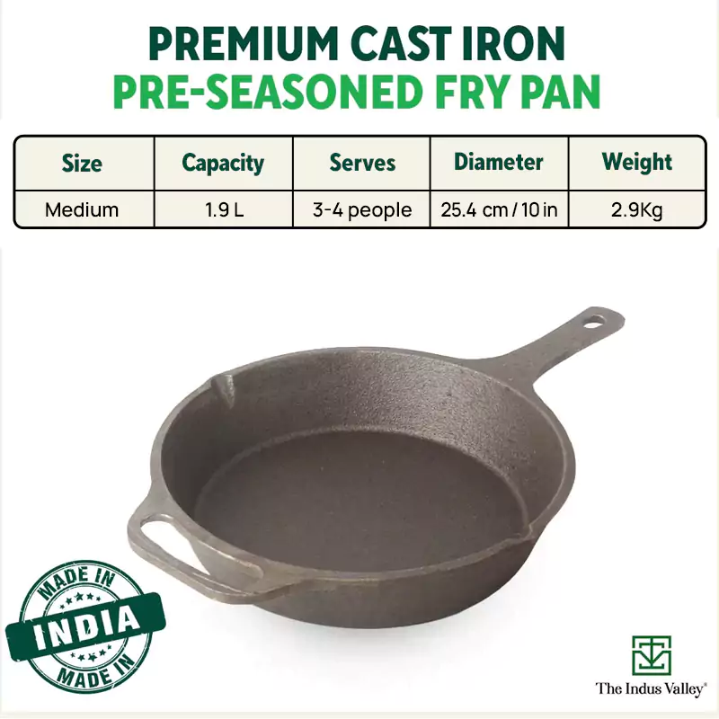 CASTrong Cast Iron Fry Pan 1.9L, Pre-seasoned, Naturally Nonstick, 100% Pure, Toxin-free, Induction - Image 3
