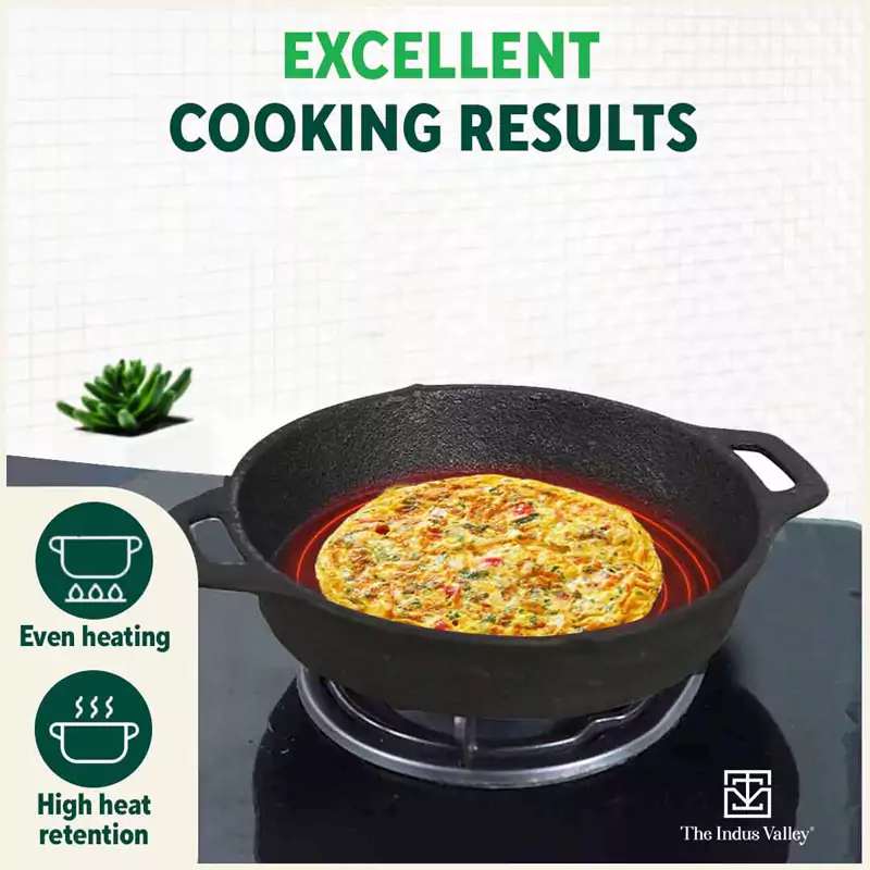 CASTrong Cast Iron Fry Pan 24.6cm, 1.8L, 2 Handles, Pre-seasoned, Naturally Nonstick, 100% Pure, Toxin-free, Induction 2.6kg - Image 6