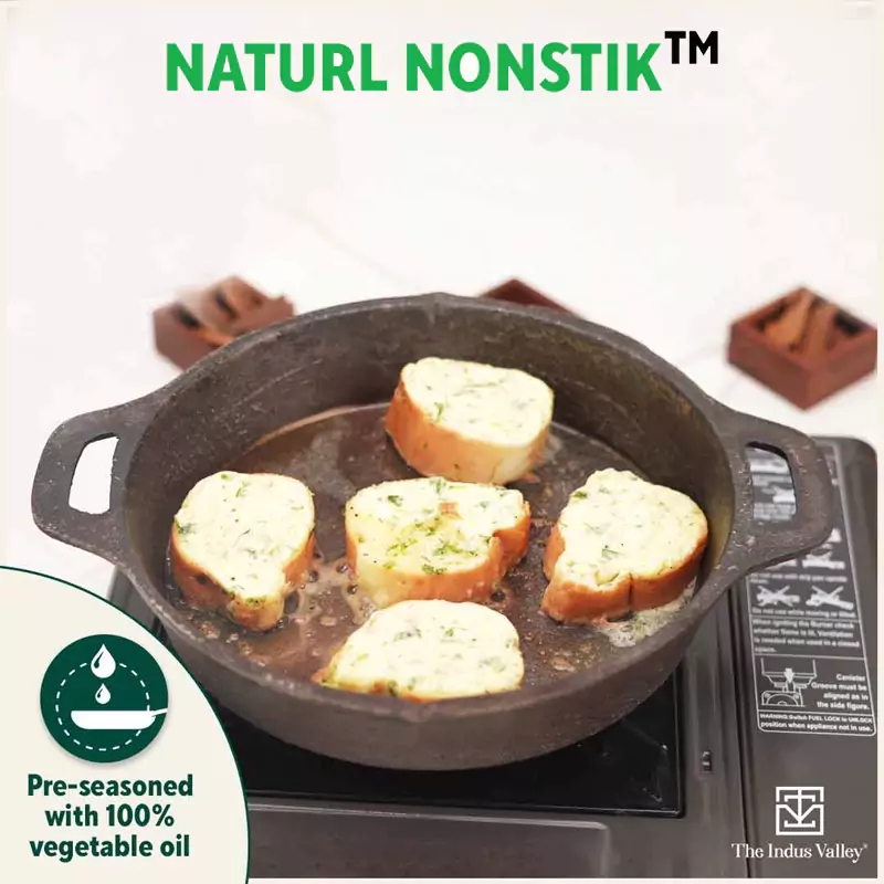 CASTrong Cast Iron Fry Pan 24.6cm, 1.8L, 2 Handles, Pre-seasoned, Naturally Nonstick, 100% Pure, Toxin-free, Induction 2.6kg - Image 7