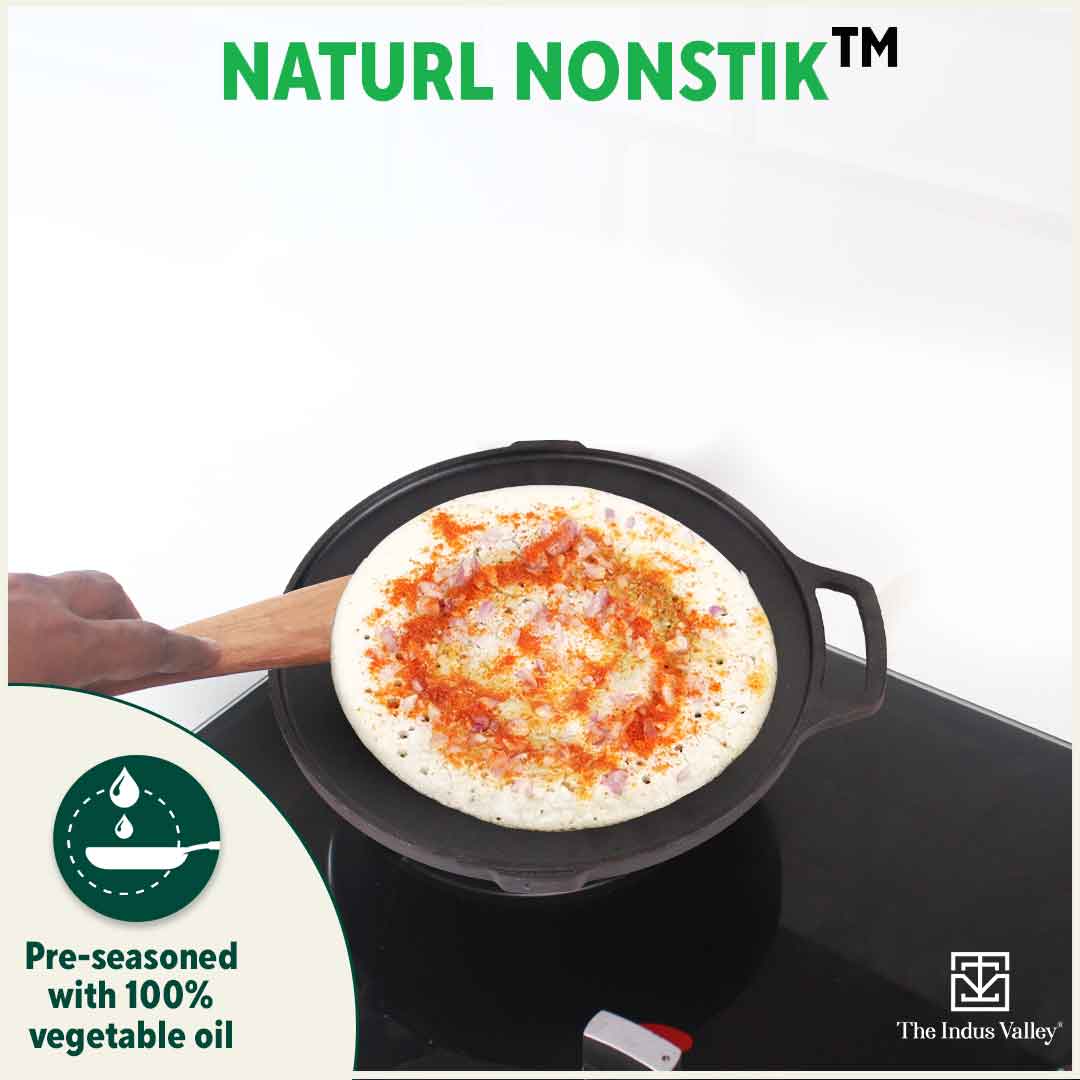 CASTrong Cast Iron 2-in-1 Griddle (Grill Pan + Tawa)26 cm, Pre-seasoned, 100% Pure, Toxin-free, Induction, Round 2.1 Kg - Image 8