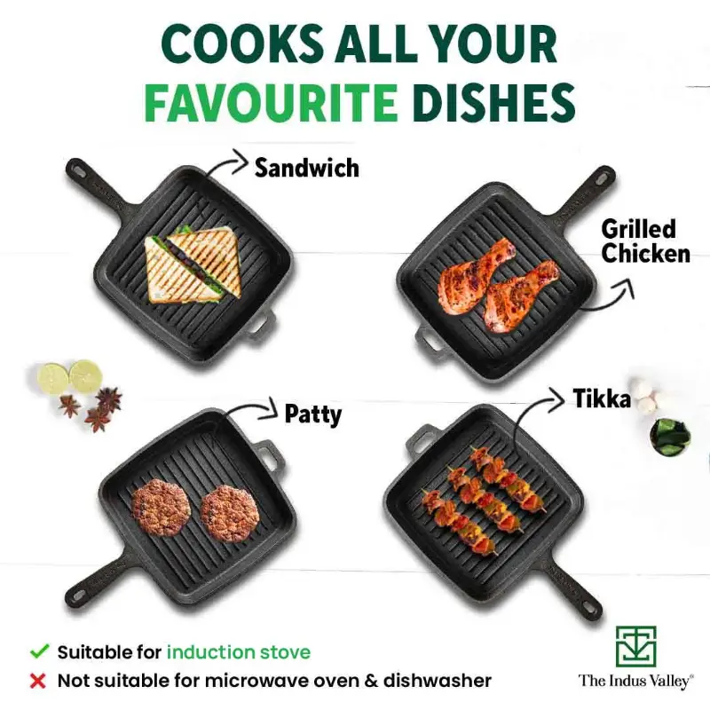 CASTrong Cast Iron Grill Pan 25.5cm, Pre-seasoned, 100% Pure, Toxin-free, Induction 3.4 kg - Image 10