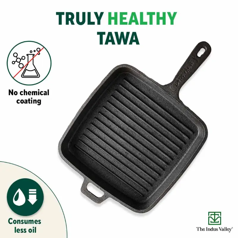 CASTrong Cast Iron Grill Pan 25.5cm, Pre-seasoned, 100% Pure, Toxin-free, Induction 3.4 kg - Image 3