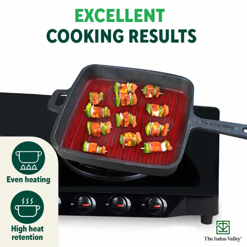 CASTrong Cast Iron Grill Pan 25.5cm, Pre-seasoned, 100% Pure, Toxin-free, Induction 3.4 kg - Image 6