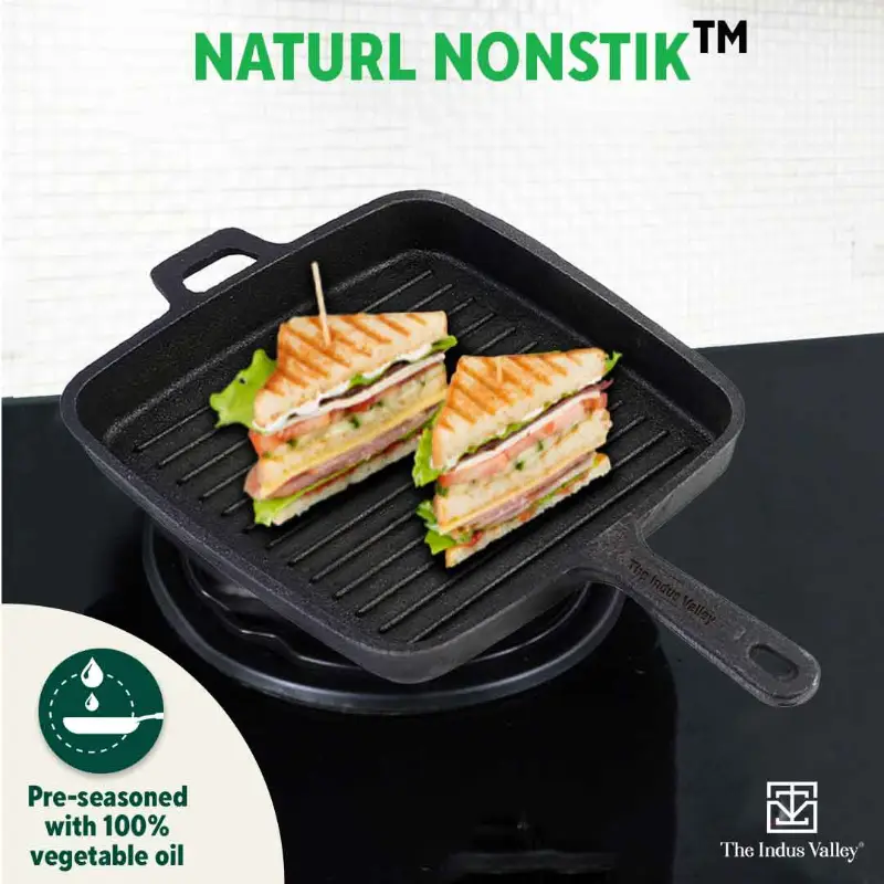 CASTrong Cast Iron Grill Pan 25.5cm, Pre-seasoned, 100% Pure, Toxin-free, Induction 3.4 kg - Image 7