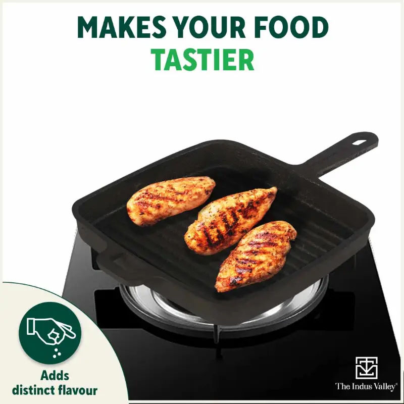 CASTrong Cast Iron Grill Pan 25.5cm, Pre-seasoned, 100% Pure, Toxin-free, Induction 3.4 kg - Image 8