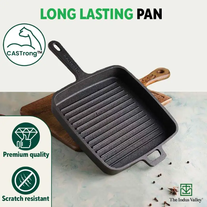 CASTrong Cast Iron Grill Pan 25.5cm, Pre-seasoned, 100% Pure, Toxin-free, Induction 3.4 kg - Image 9