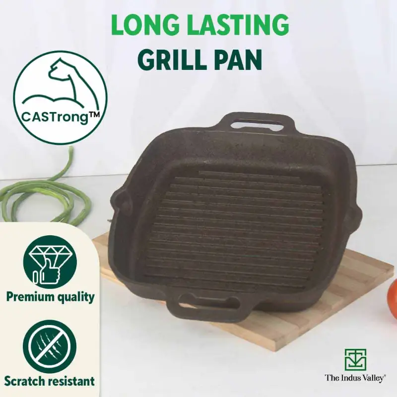 CASTrong Cast Iron Grill Pan 33.6cm, 2 Handles, Pre-seasoned, 100% Pure, Toxin-free, Induction 3.4 kg - Image 10