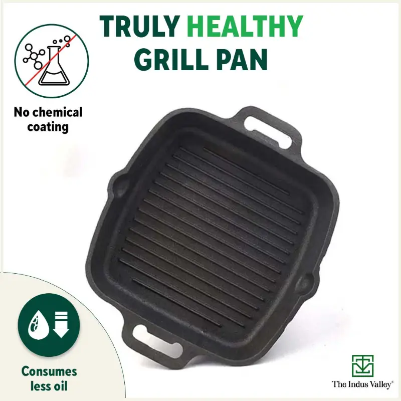 CASTrong Cast Iron Grill Pan 33.6cm, 2 Handles, Pre-seasoned, 100% Pure, Toxin-free, Induction 3.4 kg - Image 4