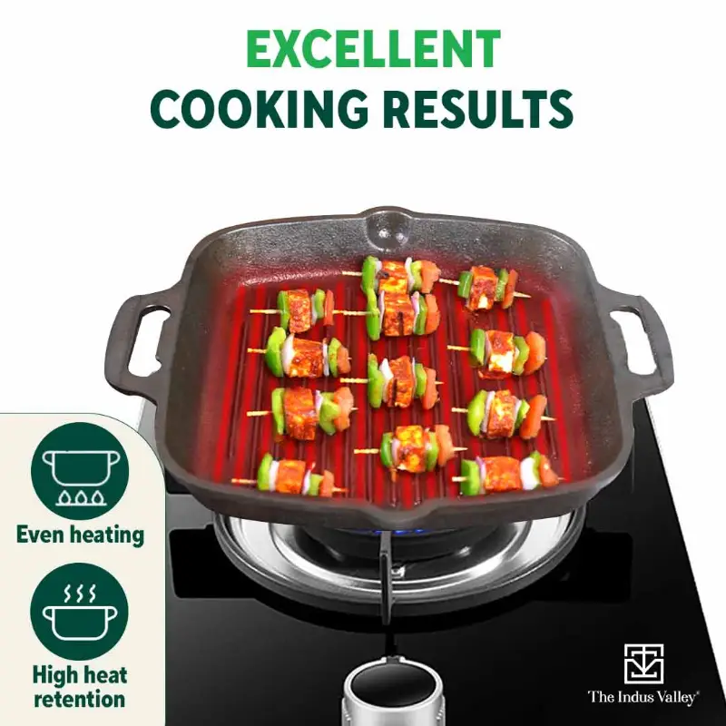 CASTrong Cast Iron Grill Pan 33.6cm, 2 Handles, Pre-seasoned, 100% Pure, Toxin-free, Induction 3.4 kg - Image 7